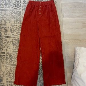 High Waist Red Orange Flare Boot Leg Corduroy Pants. Size XS (kids 10Y)